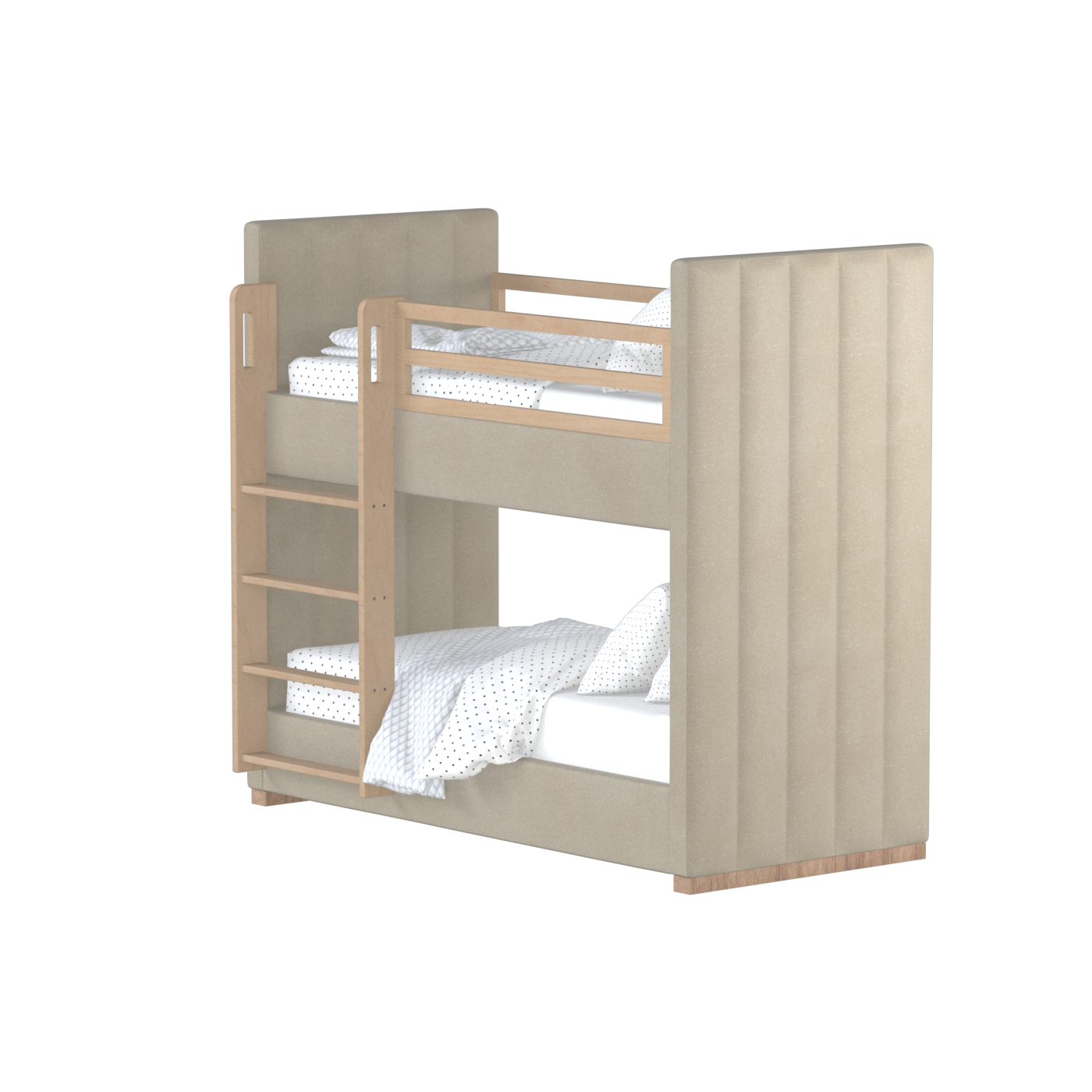 Paolo Bunk Bed with Soft Upholstery and Beechwood Accents