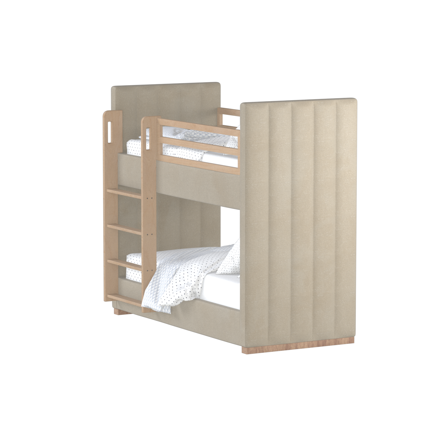 Paolo Bunk Bed with Soft Upholstery and Beechwood Accents