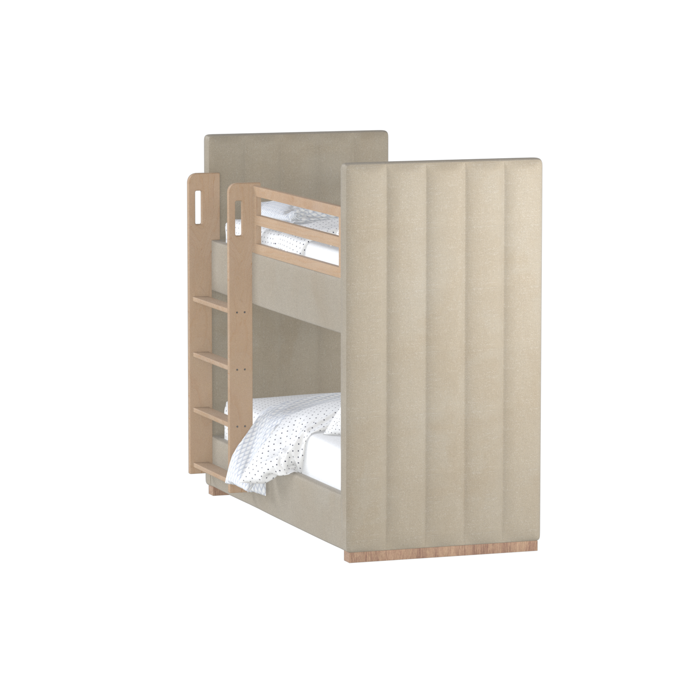 Paolo Bunk Bed with Soft Upholstery and Beechwood Accents