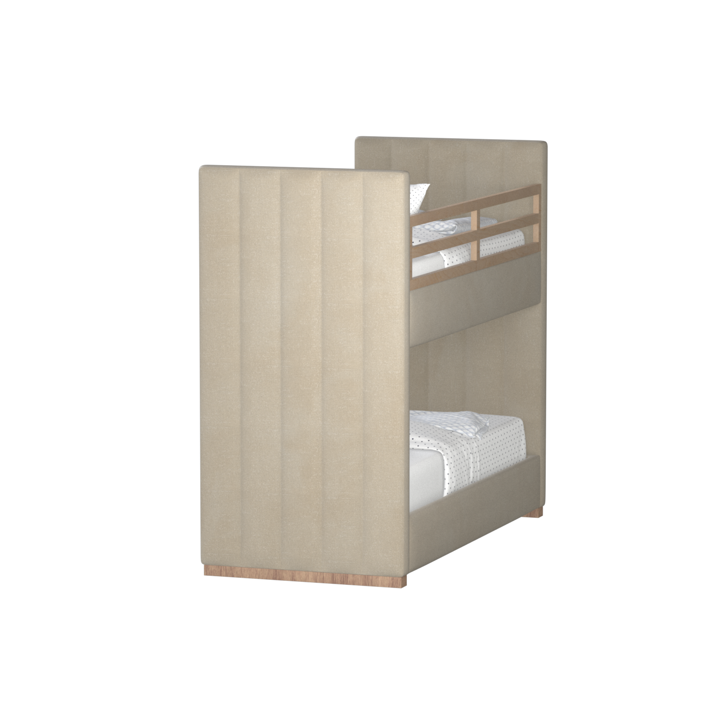Paolo Bunk Bed with Soft Upholstery and Beechwood Accents
