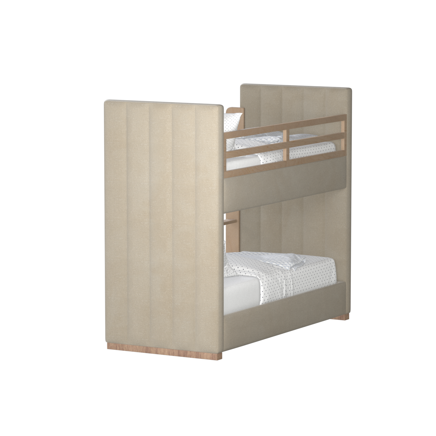 Paolo Bunk Bed with Soft Upholstery and Beechwood Accents