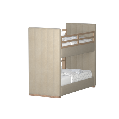 Paolo Bunk Bed with Soft Upholstery and Beechwood Accents