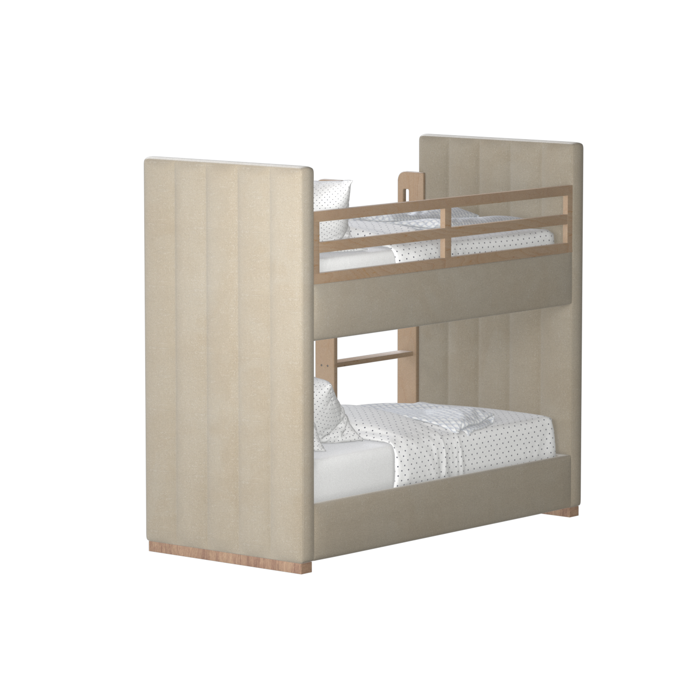 Paolo Bunk Bed with Soft Upholstery and Beechwood Accents