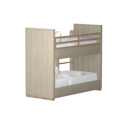 Paolo Bunk Bed with Soft Upholstery and Beechwood Accents