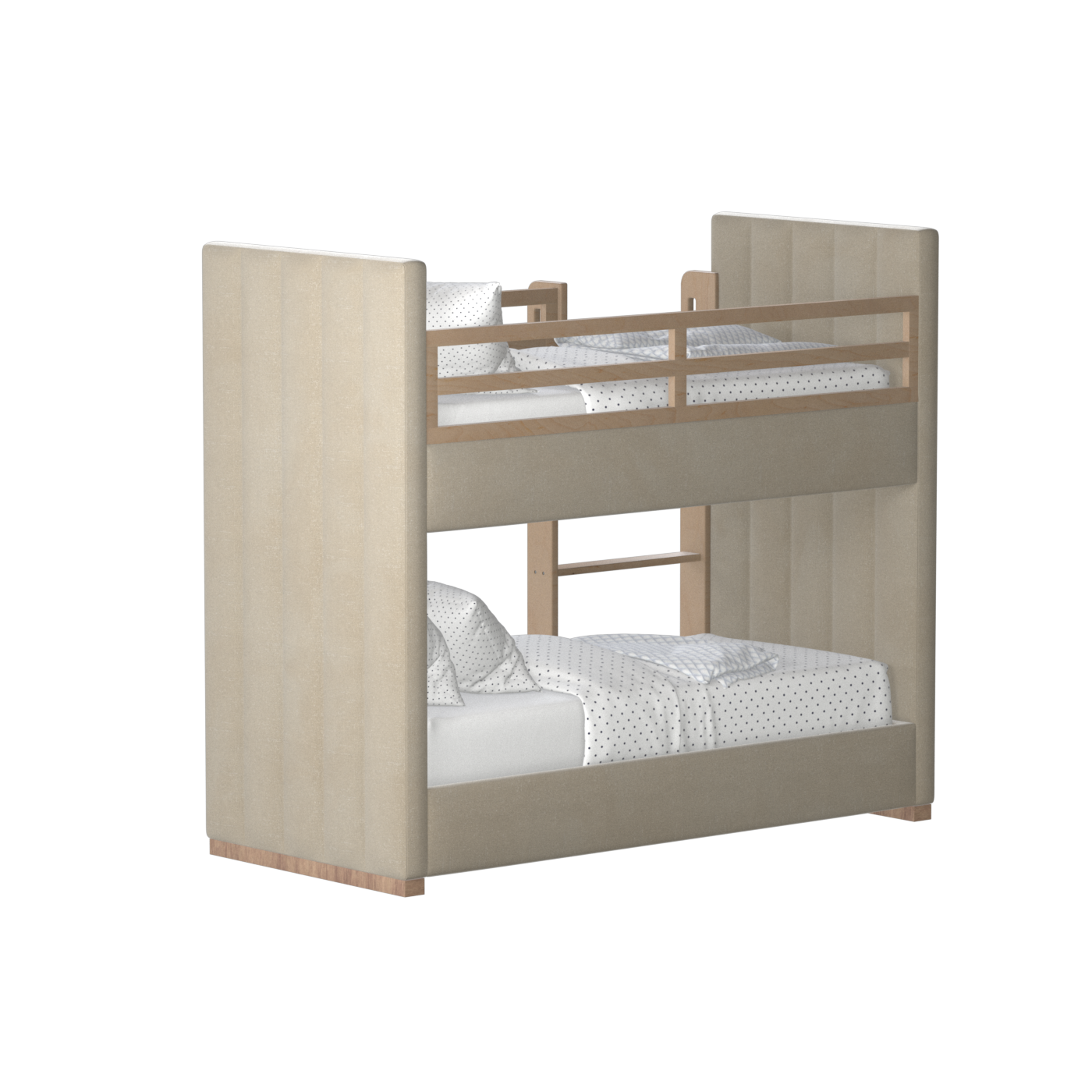 Paolo Bunk Bed with Soft Upholstery and Beechwood Accents