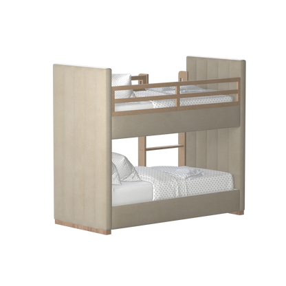 Paolo Bunk Bed with Soft Upholstery and Beechwood Accents