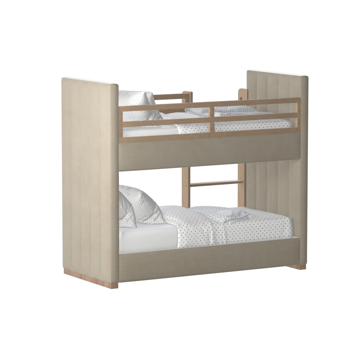 Paolo Bunk Bed with Soft Upholstery and Beechwood Accents