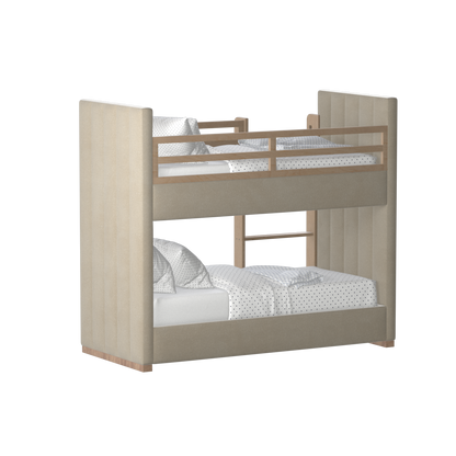 Paolo Bunk Bed with Soft Upholstery and Beechwood Accents