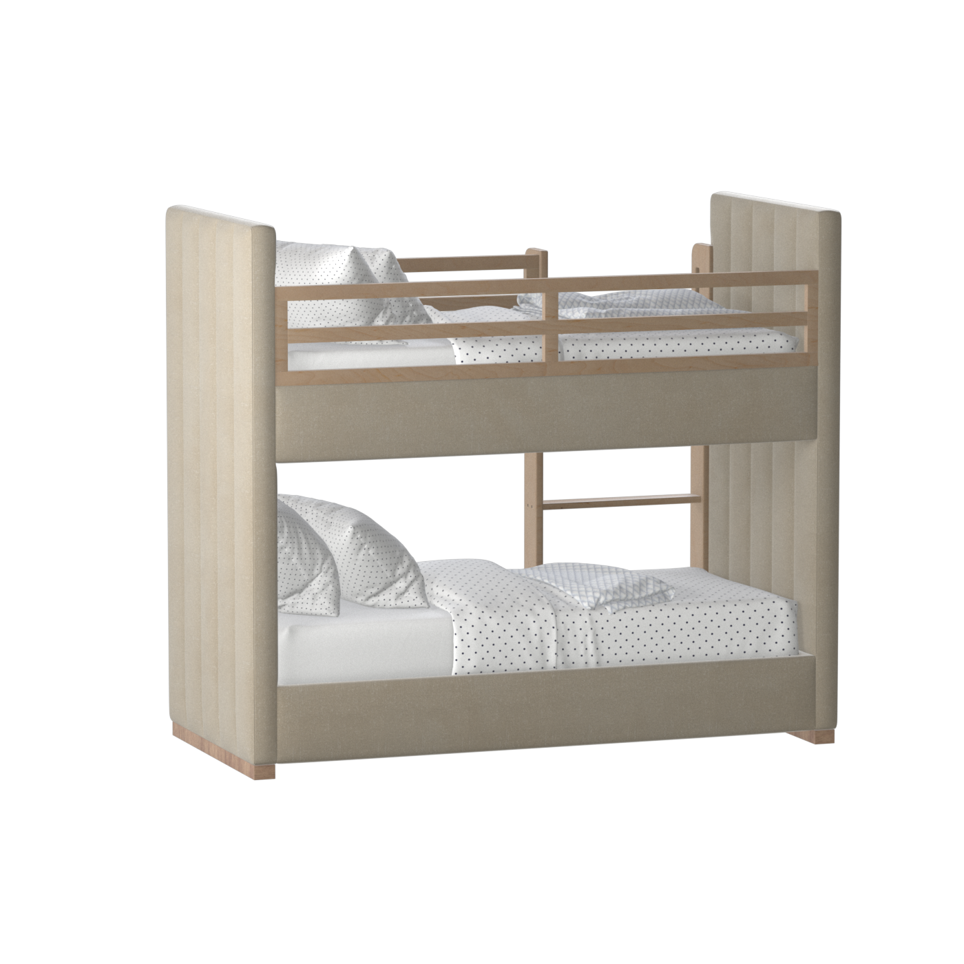 Paolo Bunk Bed with Soft Upholstery and Beechwood Accents