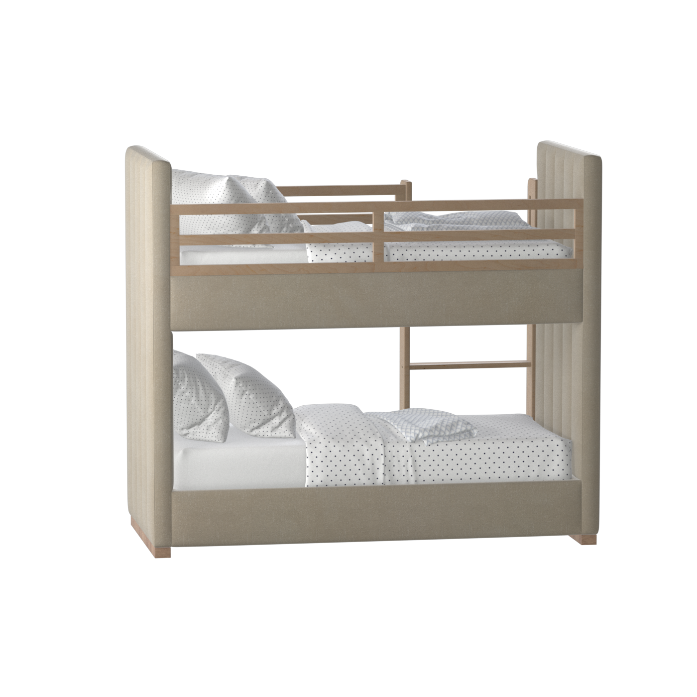 Paolo Bunk Bed with Soft Upholstery and Beechwood Accents
