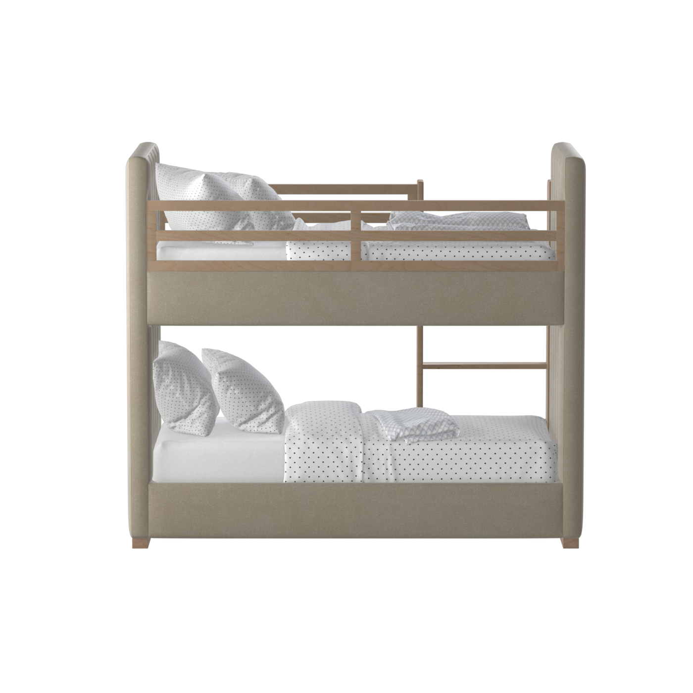 Paolo Bunk Bed with Soft Upholstery and Beechwood Accents