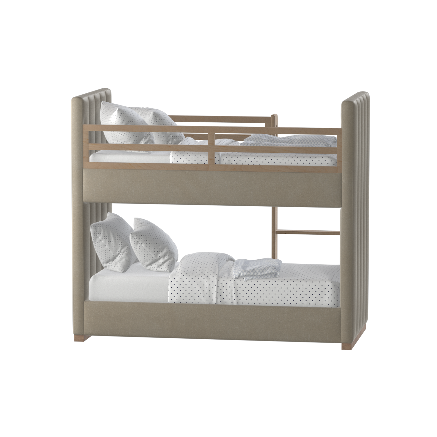 Paolo Bunk Bed with Soft Upholstery and Beechwood Accents