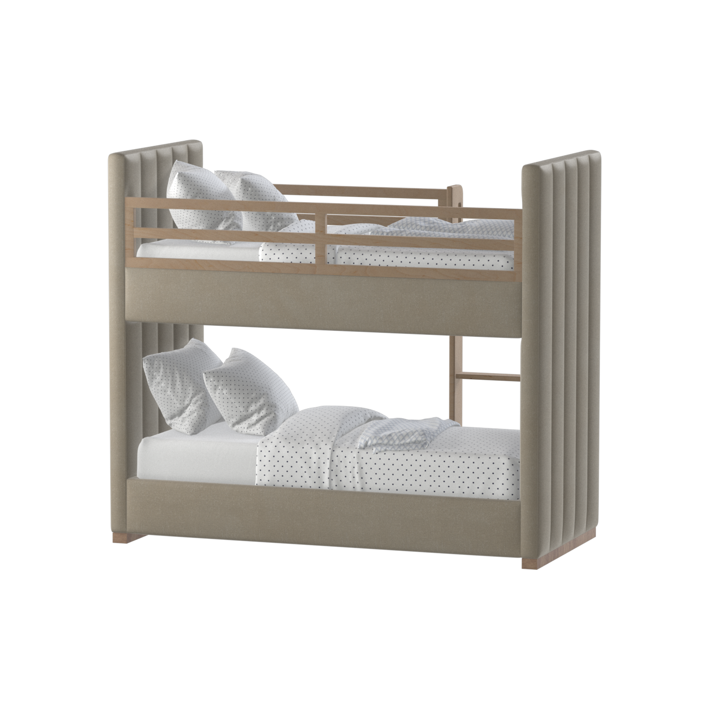 Paolo Bunk Bed with Soft Upholstery and Beechwood Accents
