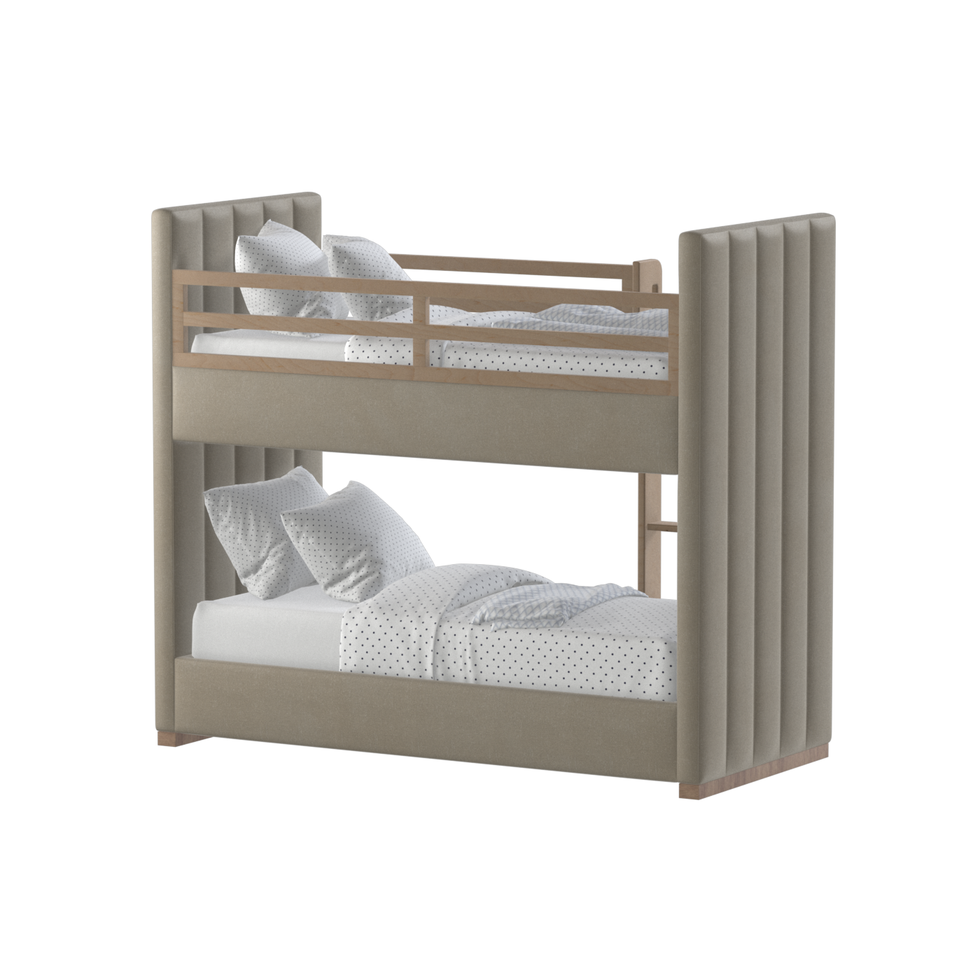 Paolo Bunk Bed with Soft Upholstery and Beechwood Accents