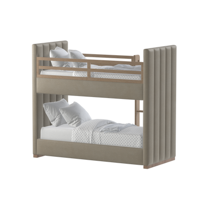 Paolo Bunk Bed with Soft Upholstery and Beechwood Accents
