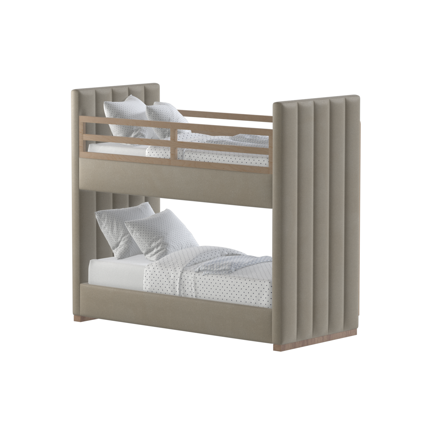 Paolo Bunk Bed with Soft Upholstery and Beechwood Accents