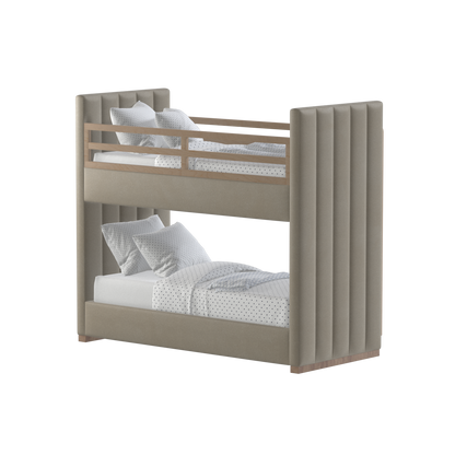 Paolo Bunk Bed with Soft Upholstery and Beechwood Accents