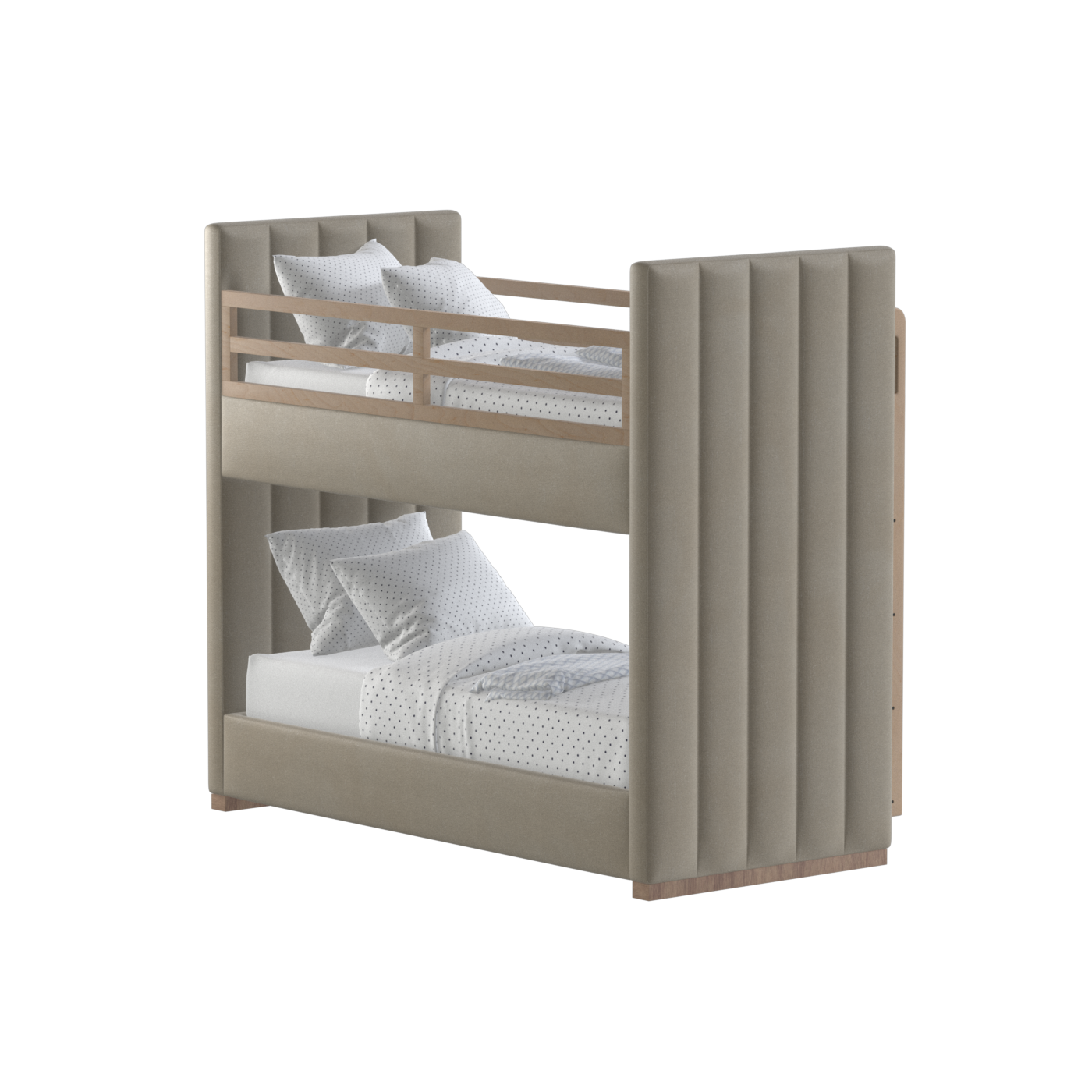 Paolo Bunk Bed with Soft Upholstery and Beechwood Accents