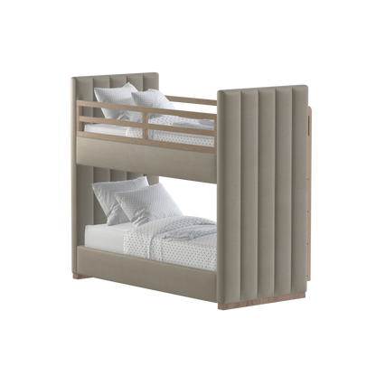 Paolo Bunk Bed with Soft Upholstery and Beechwood Accents