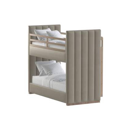 Paolo Bunk Bed with Soft Upholstery and Beechwood Accents