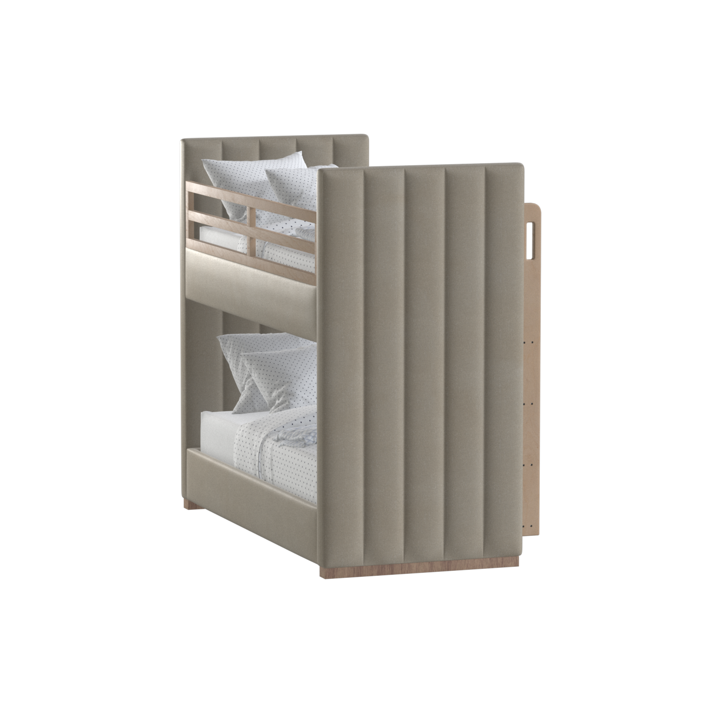 Paolo Bunk Bed with Soft Upholstery and Beechwood Accents