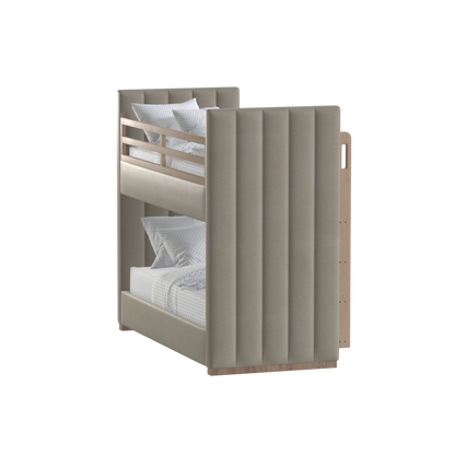 Paolo Bunk Bed with Soft Upholstery and Beechwood Accents