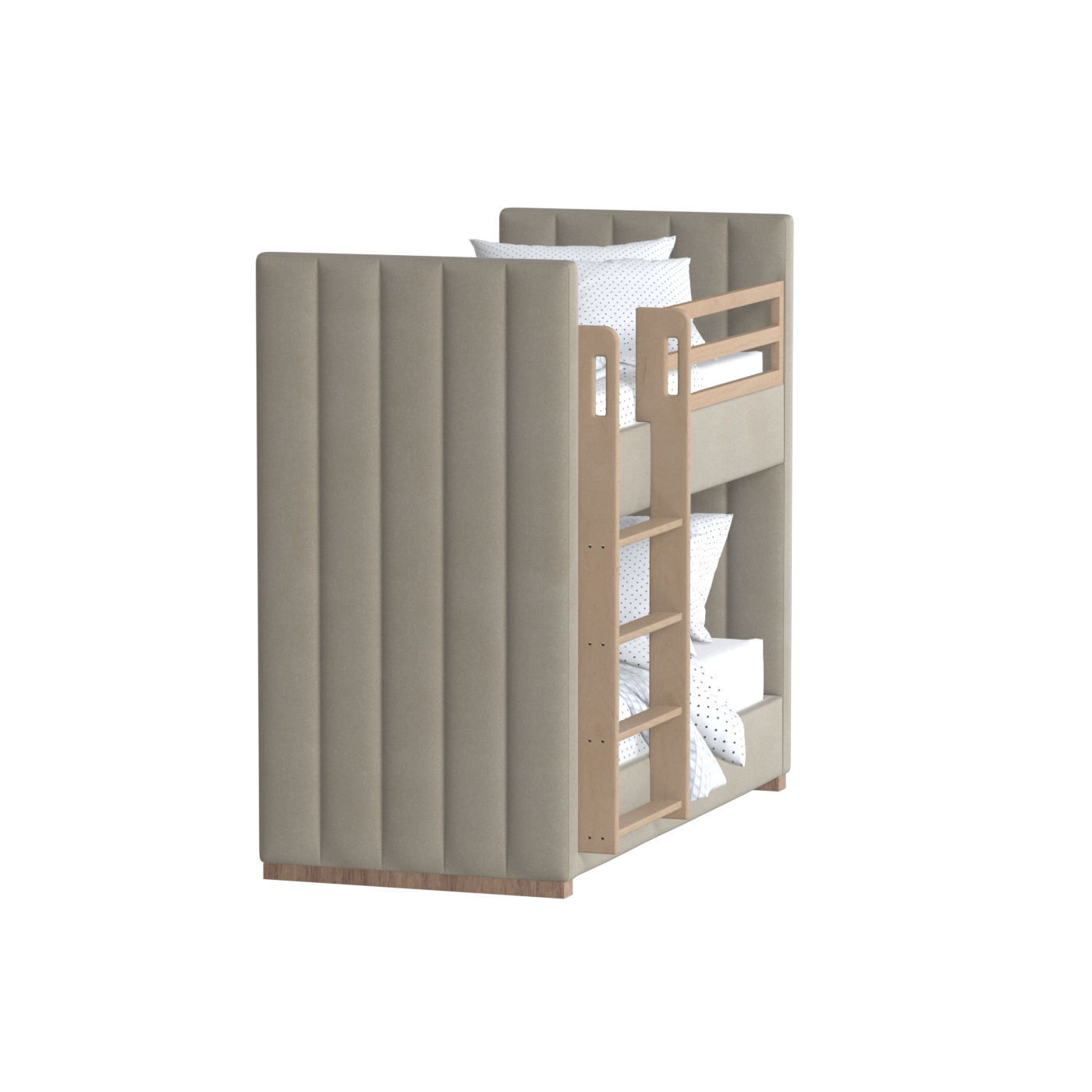 Paolo Bunk Bed with Soft Upholstery and Beechwood Accents
