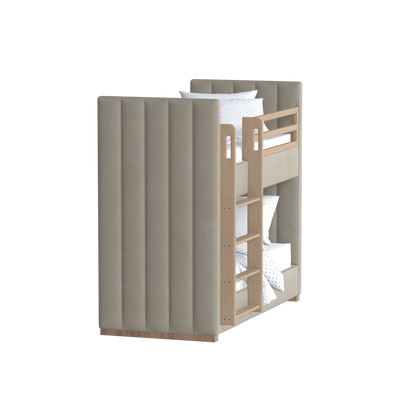 Paolo Bunk Bed with Soft Upholstery and Beechwood Accents