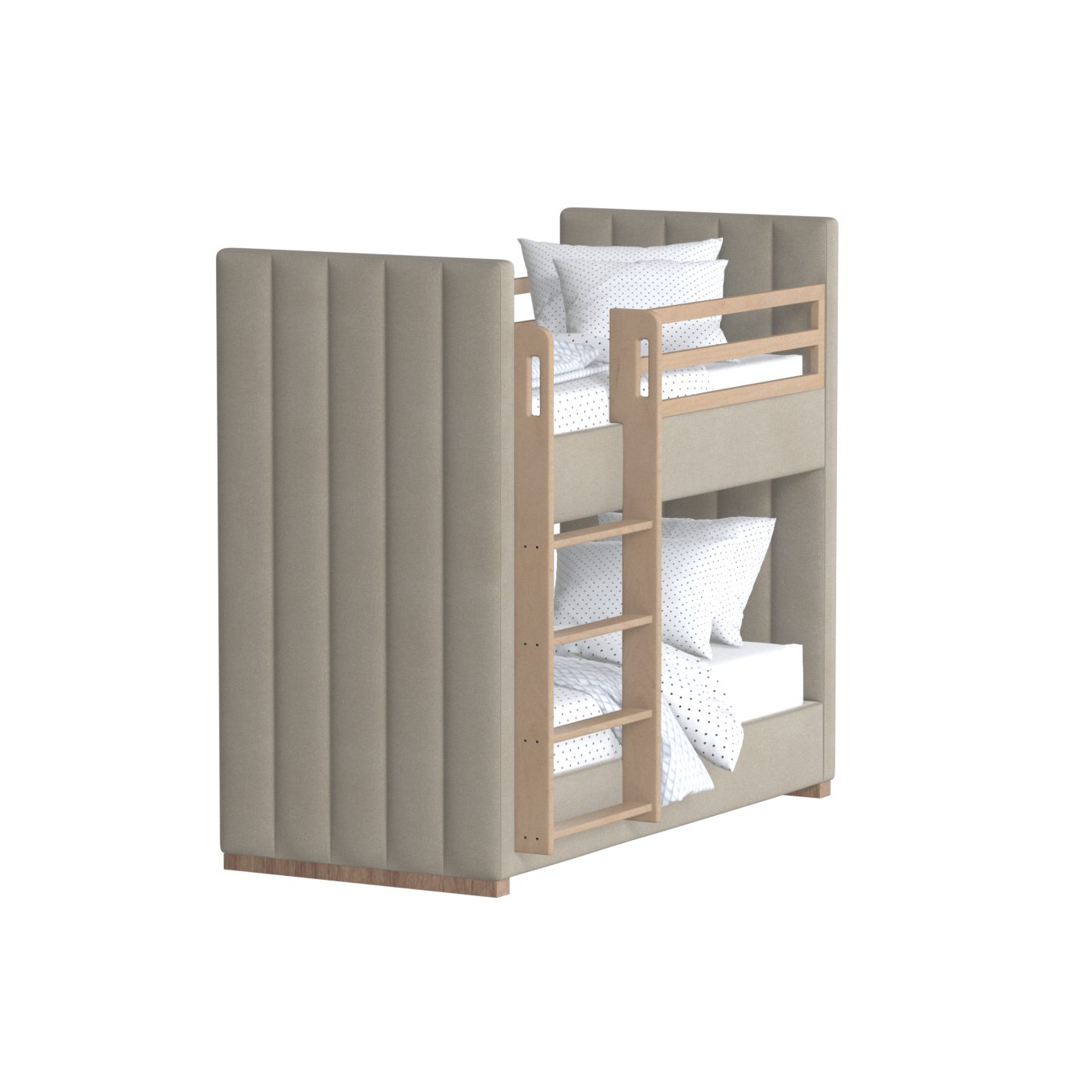 Paolo Bunk Bed with Soft Upholstery and Beechwood Accents
