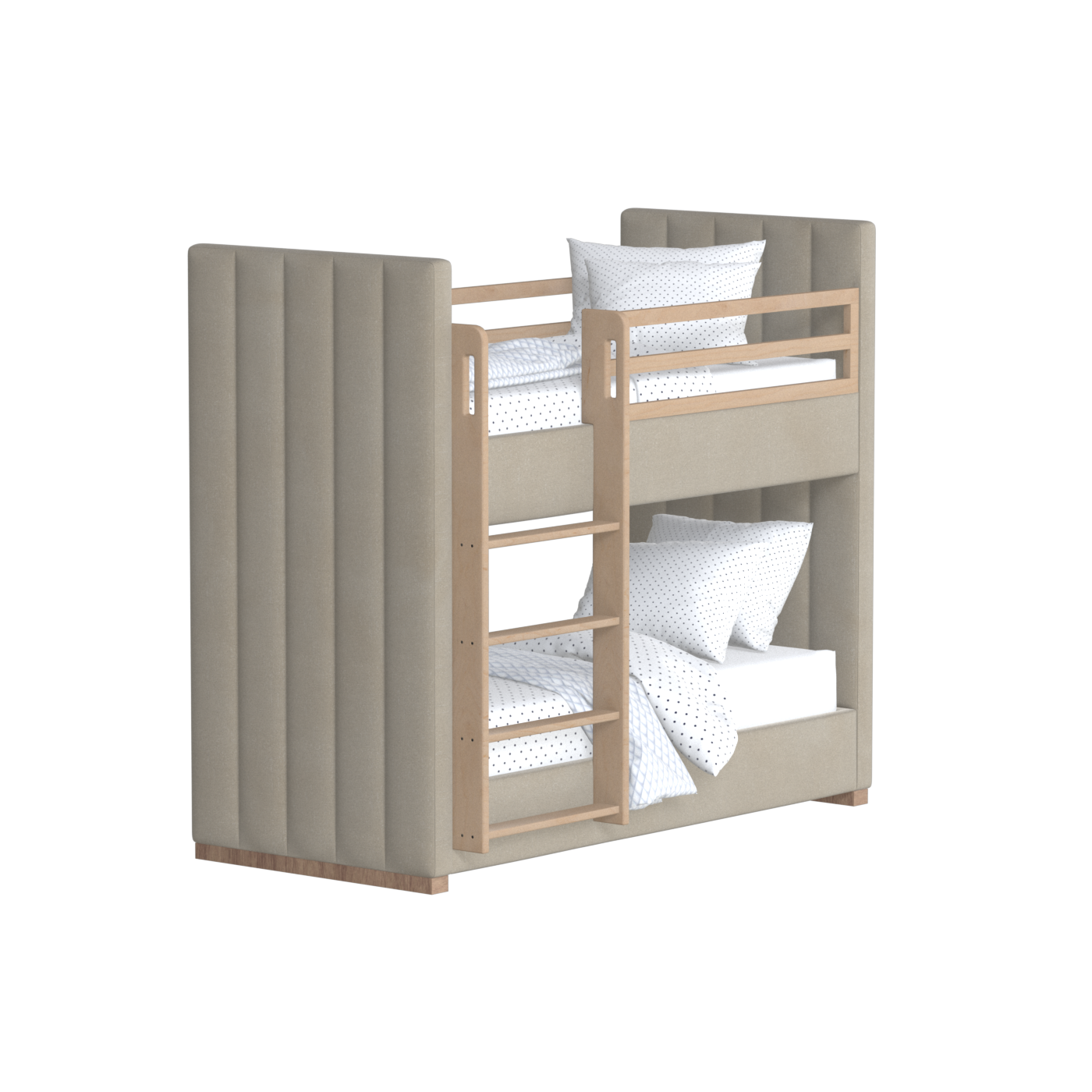 Paolo Bunk Bed with Soft Upholstery and Beechwood Accents