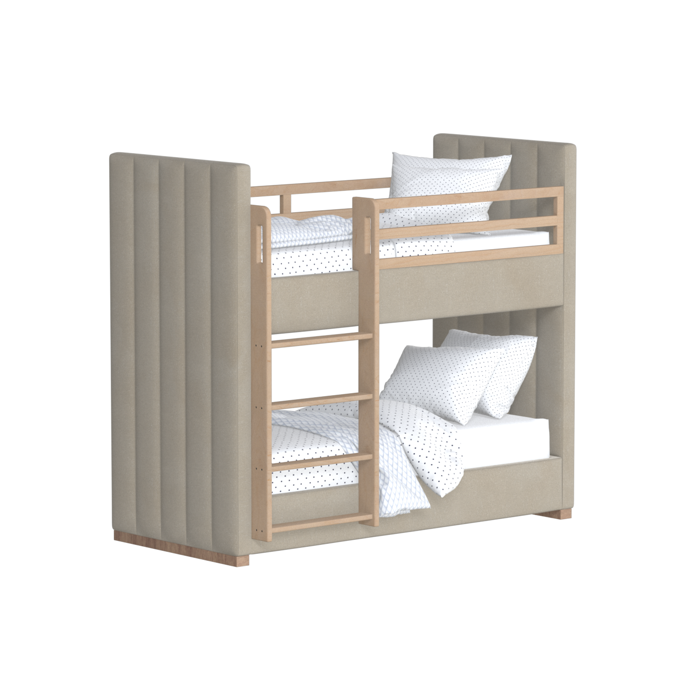 Paolo Bunk Bed with Soft Upholstery and Beechwood Accents