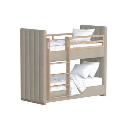 Paolo Bunk Bed with Soft Upholstery and Beechwood Accents