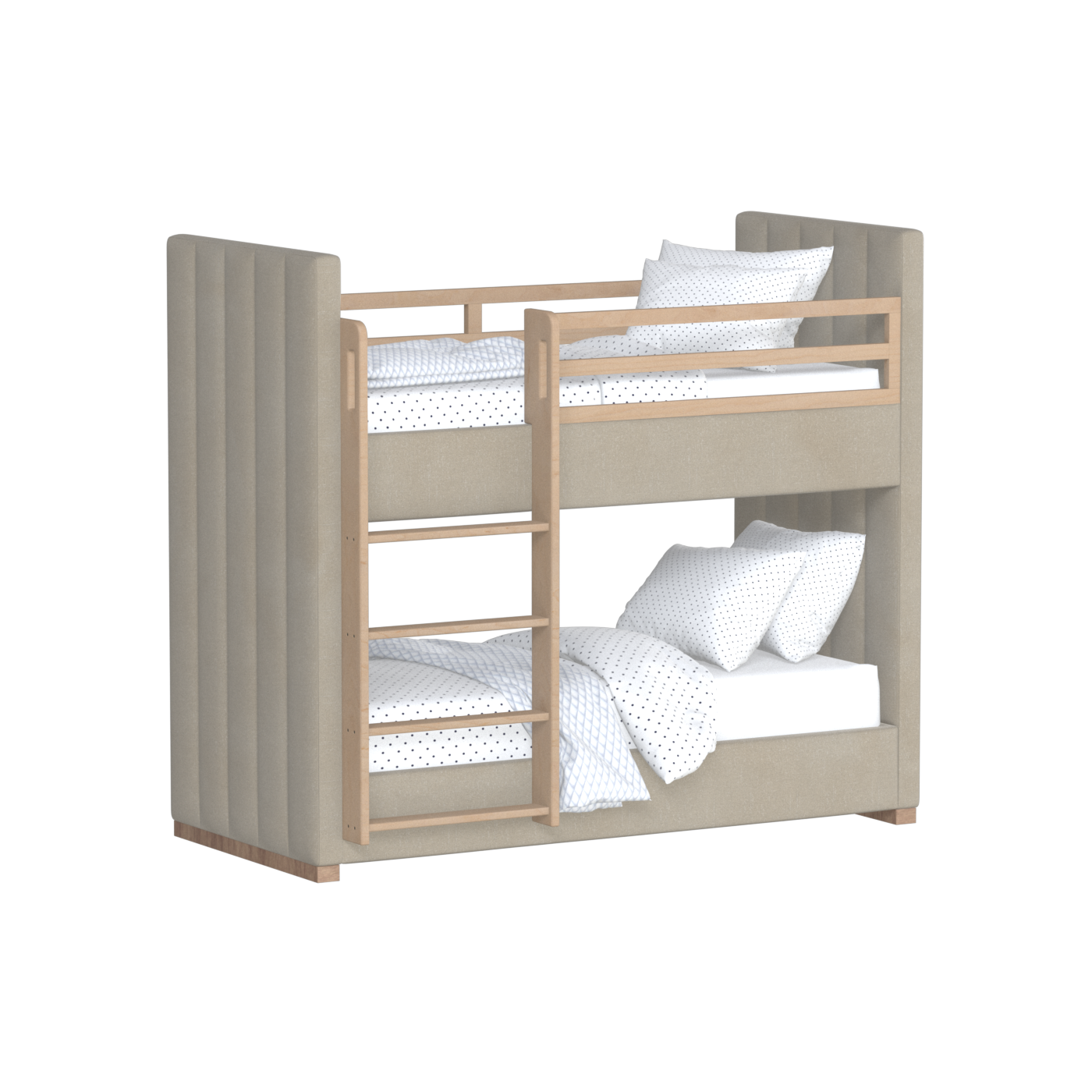 Paolo Bunk Bed with Soft Upholstery and Beechwood Accents