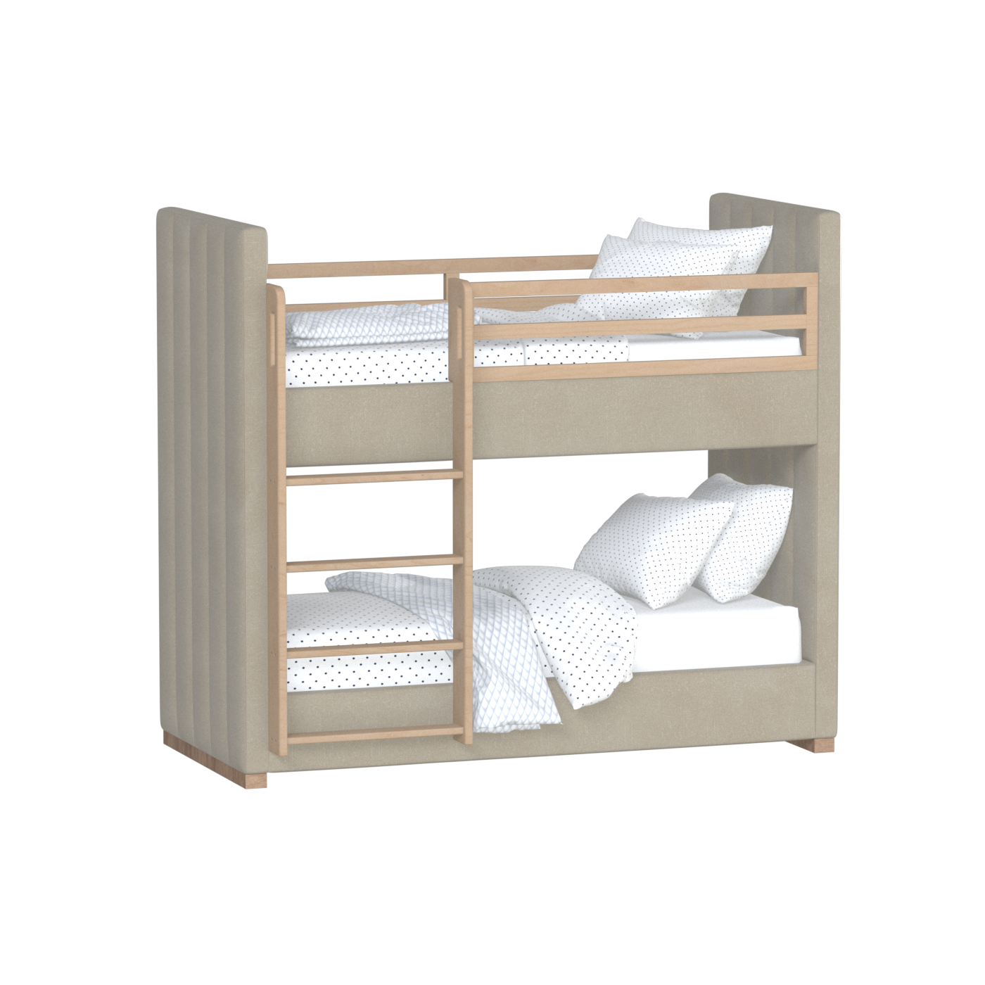 Paolo Bunk Bed with Soft Upholstery and Beechwood Accents