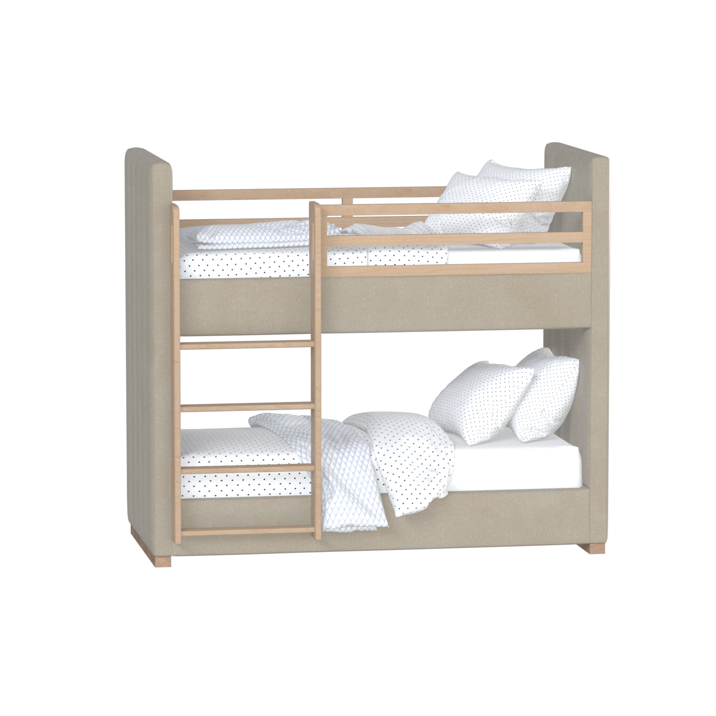 Paolo Bunk Bed with Soft Upholstery and Beechwood Accents