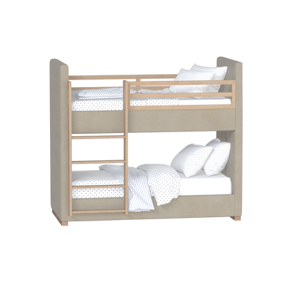 Paolo Bunk Bed with Soft Upholstery and Beechwood Accents
