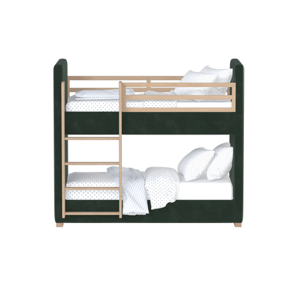 Paolo Bunk Bed with Soft Upholstery and Beechwood Accents