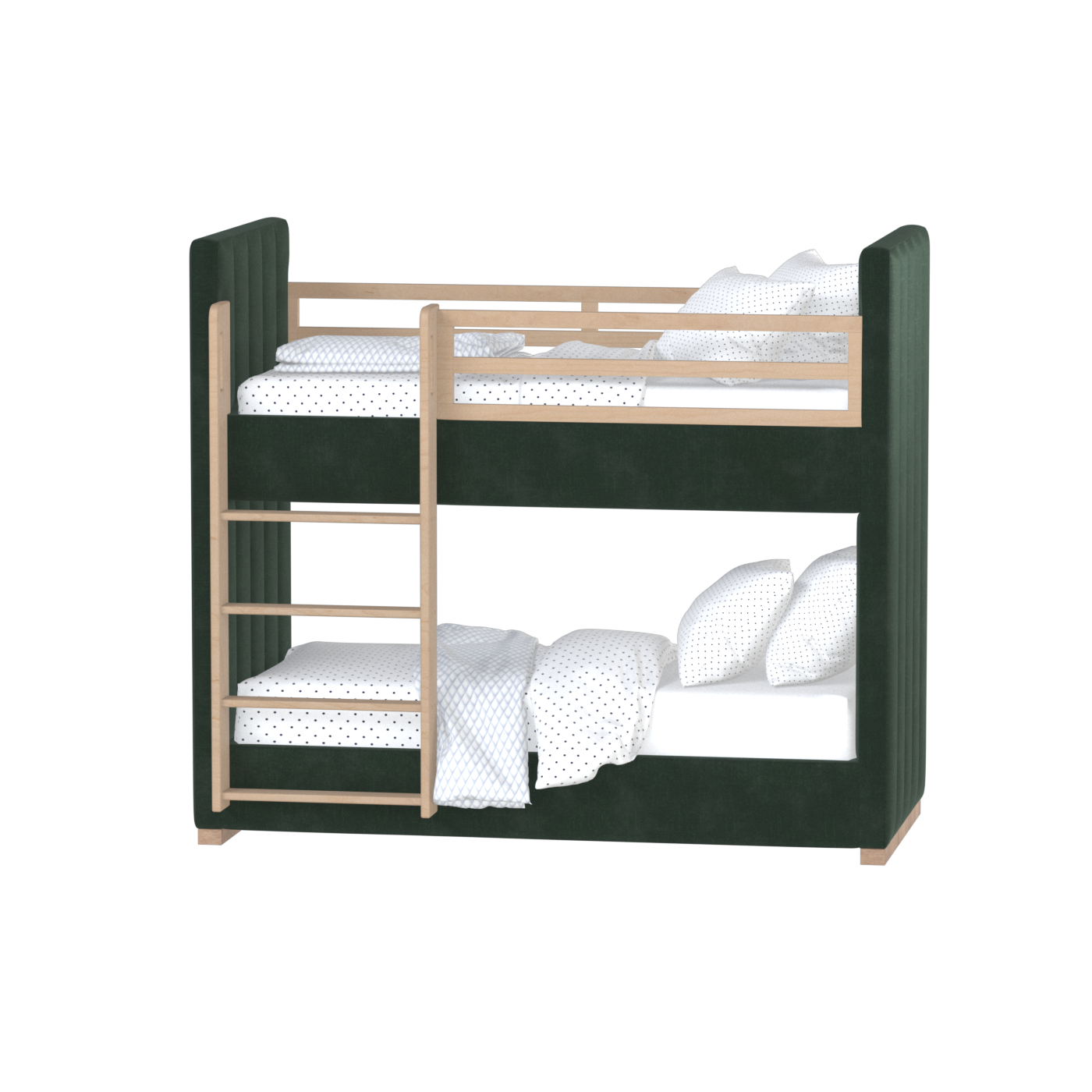 Paolo Bunk Bed with Soft Upholstery and Beechwood Accents
