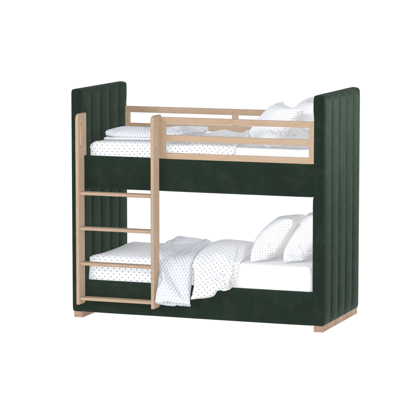 Paolo Bunk Bed with Soft Upholstery and Beechwood Accents