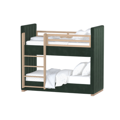 Paolo Bunk Bed with Soft Upholstery and Beechwood Accents