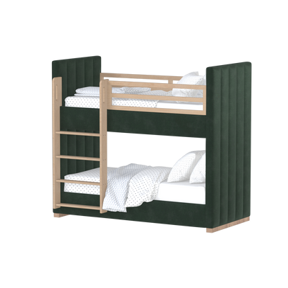 Paolo Bunk Bed with Soft Upholstery and Beechwood Accents