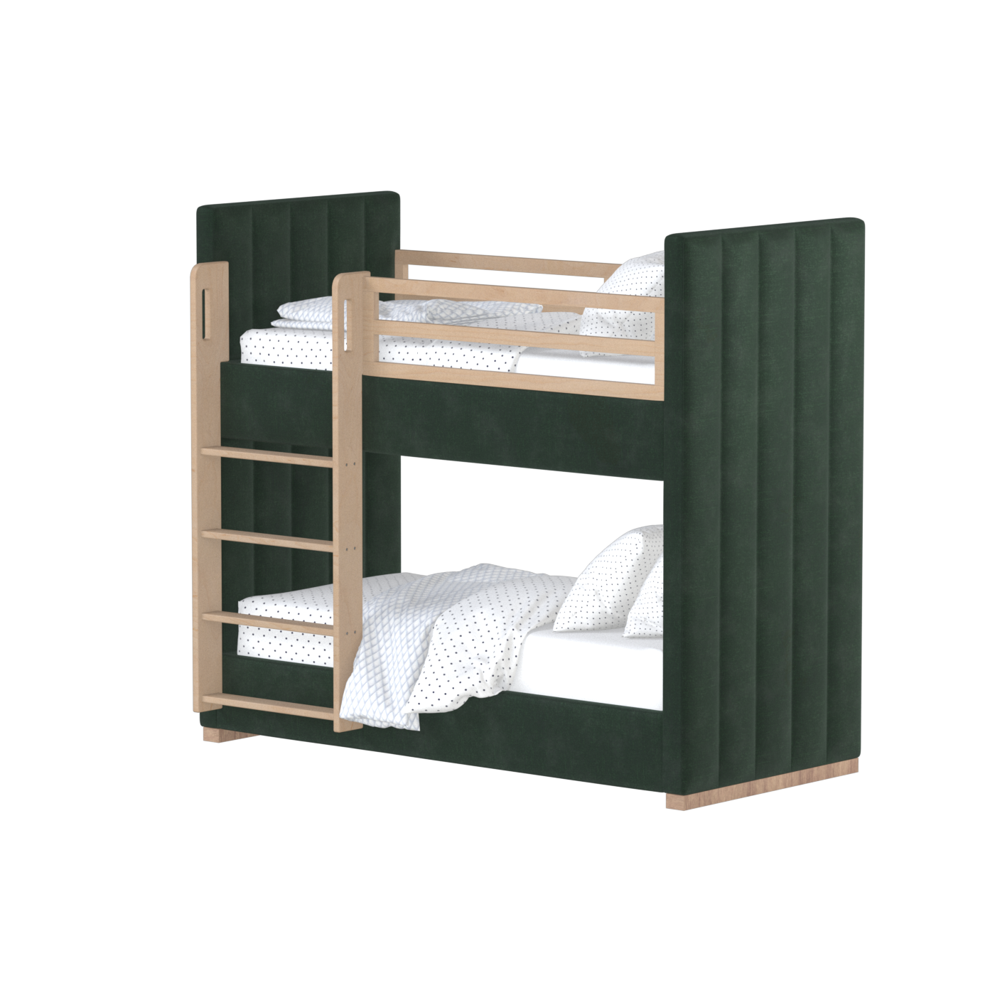 Paolo Bunk Bed with Soft Upholstery and Beechwood Accents