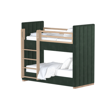 Paolo Bunk Bed with Soft Upholstery and Beechwood Accents