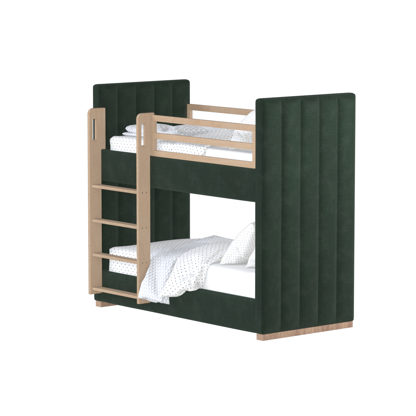 Paolo Bunk Bed with Soft Upholstery and Beechwood Accents