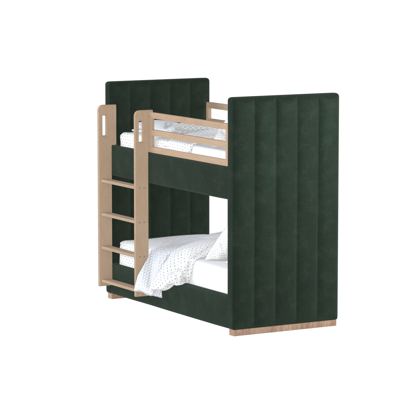 Paolo Bunk Bed with Soft Upholstery and Beechwood Accents