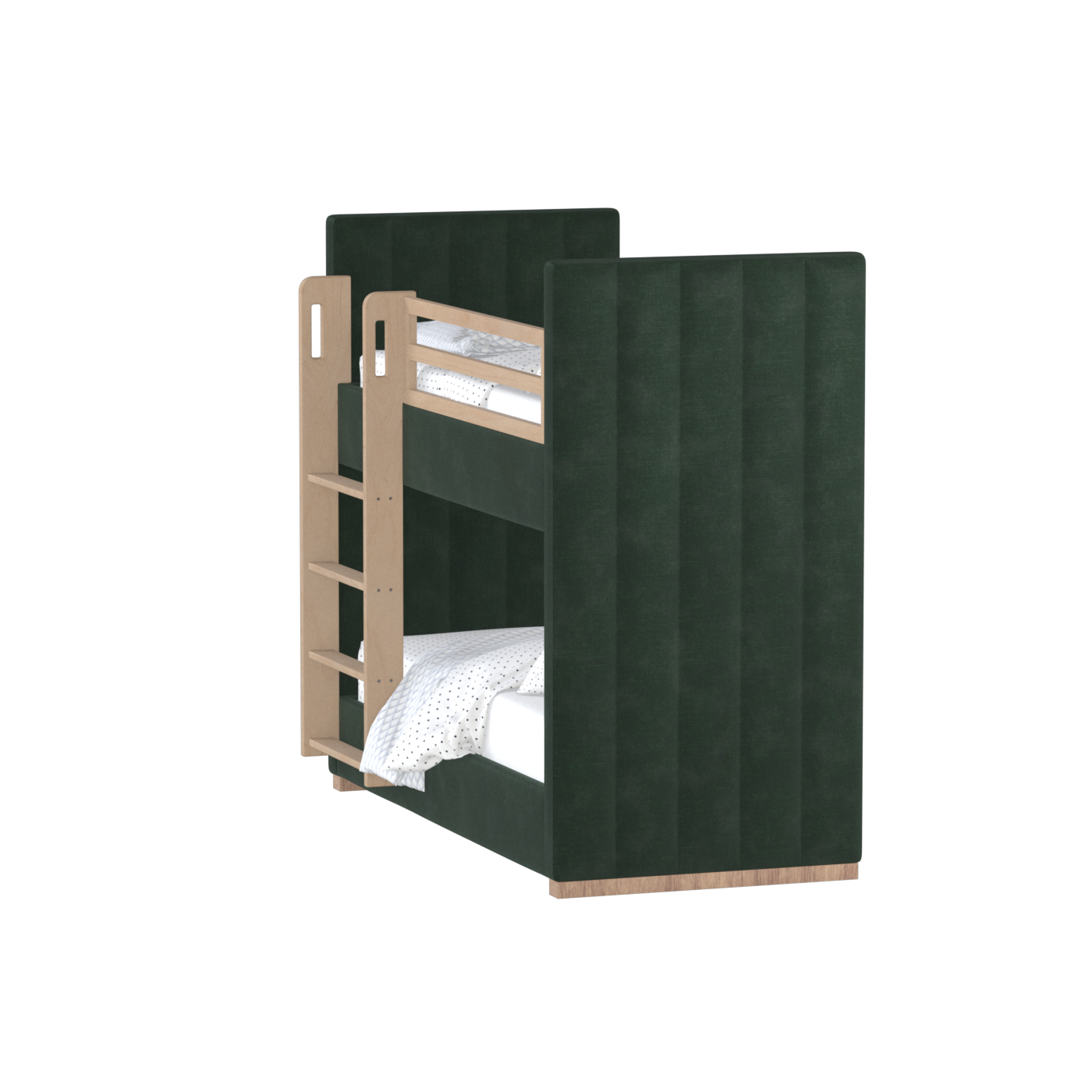Paolo Bunk Bed with Soft Upholstery and Beechwood Accents