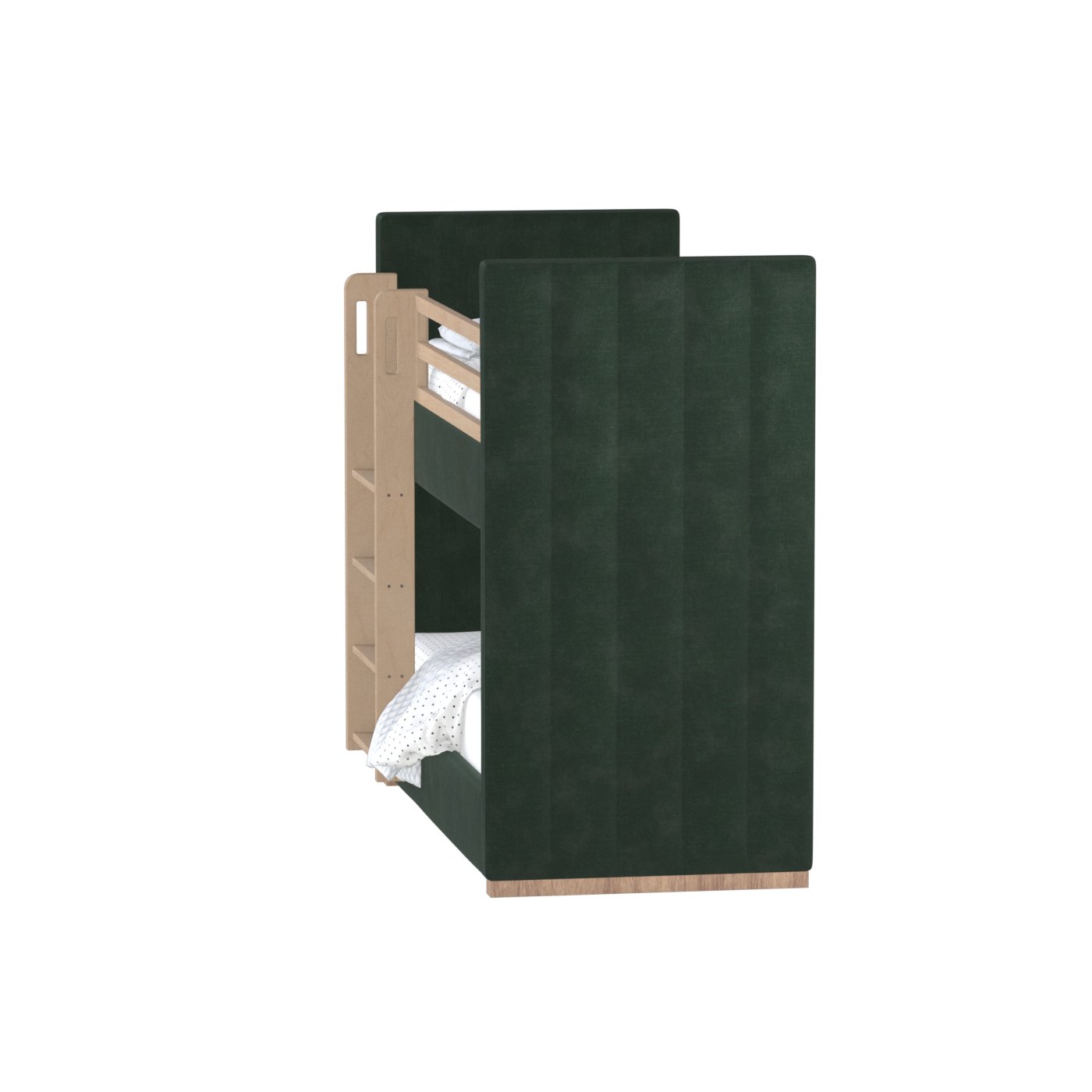 Paolo Bunk Bed with Soft Upholstery and Beechwood Accents