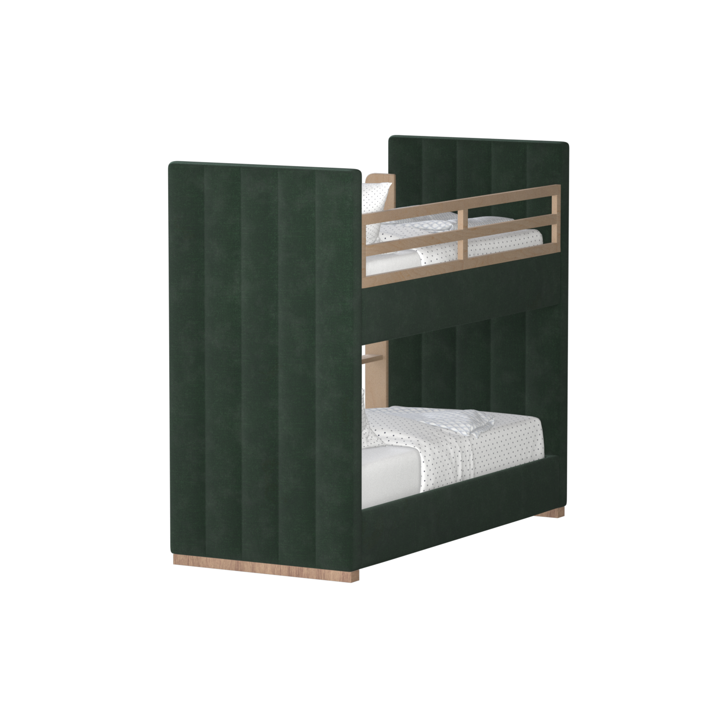 Paolo Bunk Bed with Soft Upholstery and Beechwood Accents