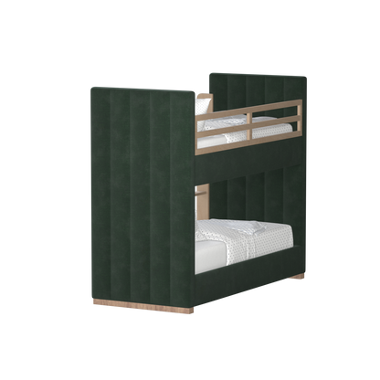 Paolo Bunk Bed with Soft Upholstery and Beechwood Accents