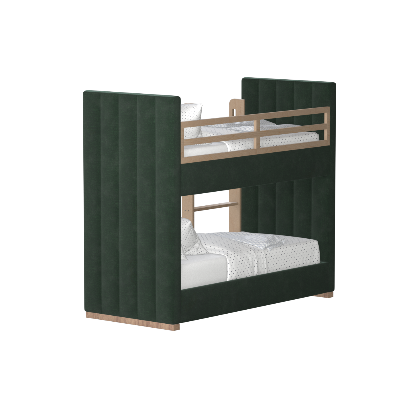 Paolo Bunk Bed with Soft Upholstery and Beechwood Accents